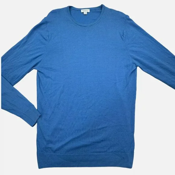 Sunspel Mens Medium Blue Crew Neck Pullover Sweater, Long Sleeve, Size Medium M - Picture 2 of 11